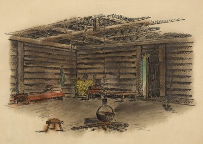 Set design for  Georgian movie “Lost Paradise” watercolor and Indian ink on paper 20X29cm. 1933