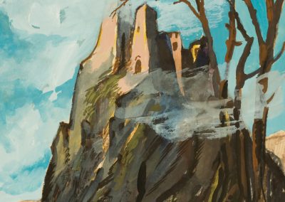'Fortress' gouache on paper, 21,5X15,7cm. 1969 <br><a href="https://www.baiagallery.ge/en/contact/">Price Under Request</a>