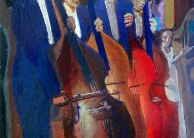 “Orchestra” tempera on canvas, 45X52cm. 1970 <br><a href="https://www.baiagallery.ge/en/contact/">Price Under Request</a>