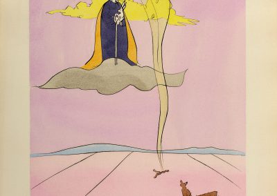 Salvador Dali From the series 'Japanese fairy tales’. Drypoints with pochoir in colors, on Arches paper Gerschmann. 48×38.5cm. 1995. Sold.